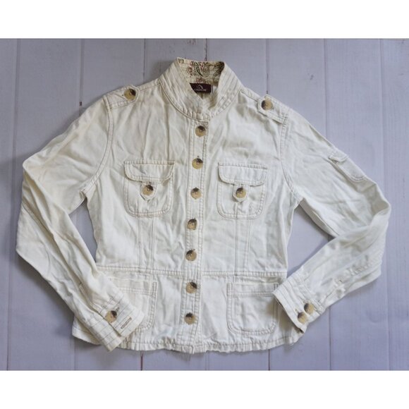 Jordache Juniors White Military Style Jacket – Size M (7/9) - Picture 1 of 8
